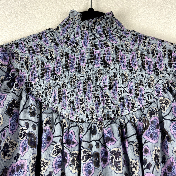 Cinq a Sept Drew Georgette Top Womens Small Floral Smocked Ruffle Romantic - Picture 6 of 16